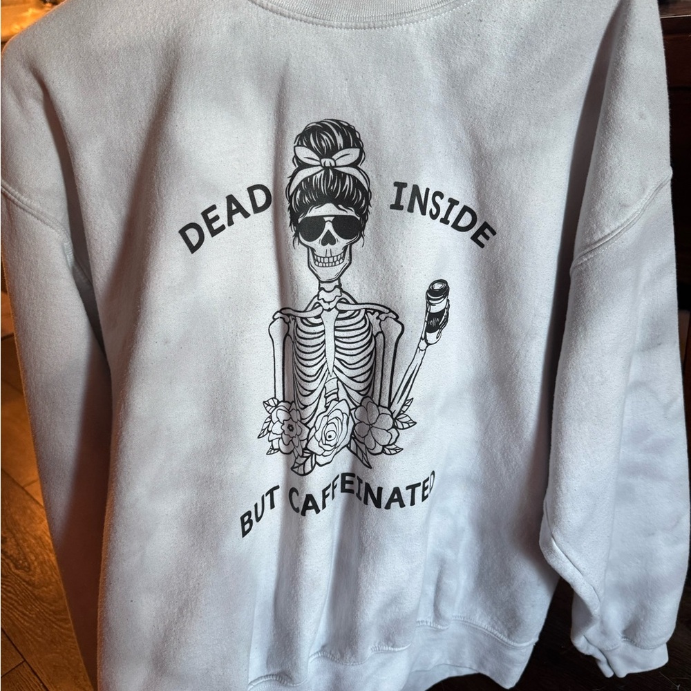 Gildan Heavy Blend White and Blue tie dye Crewneck Sweatshirt